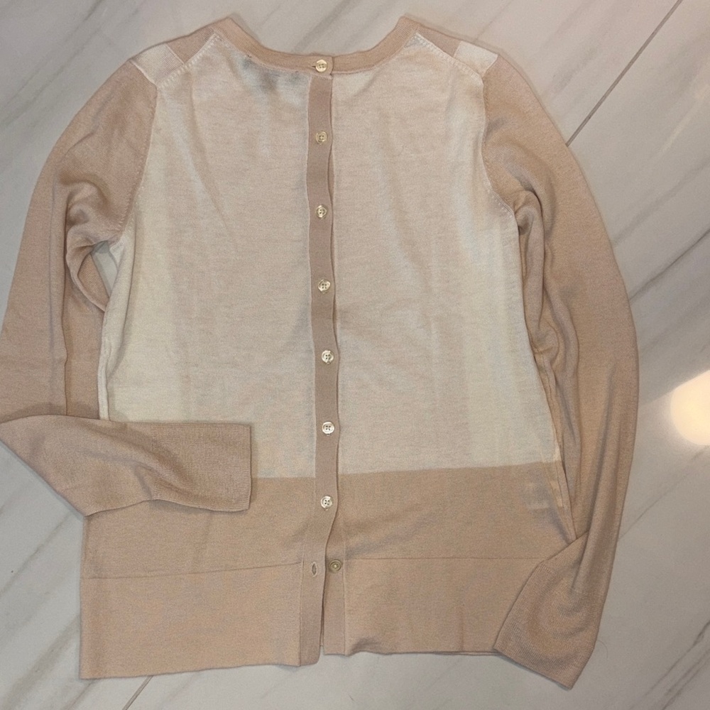 Ann Taylor Nude Beige and ivory Crew Neck Sweater Small - Picture 2 of 2
